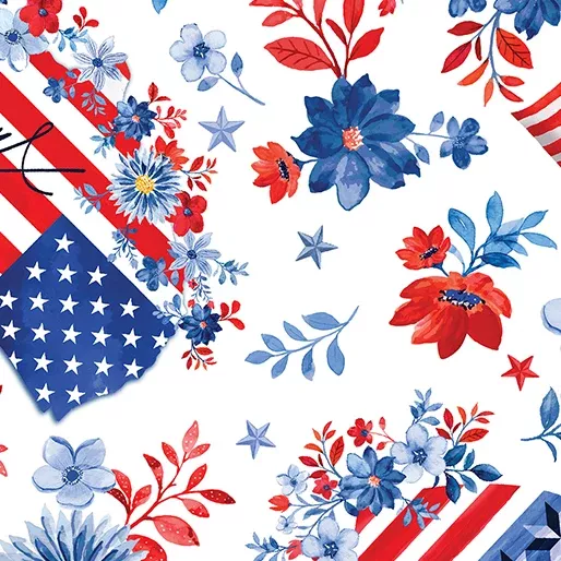 Benartex - America the Beautiful White (Faith, Family, Freedom) 14835-09
