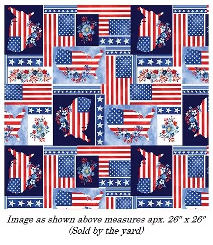 Benartex - Americana Patchwork Multi (Faith, Family, Freedom) 14826-99
