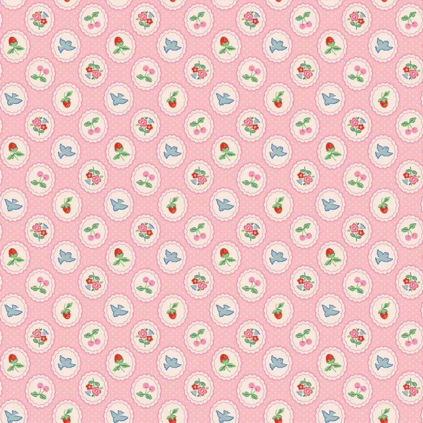 " Bluebells & Buttercups" Charm Pink By Elea Lutz for Poppie Cotton