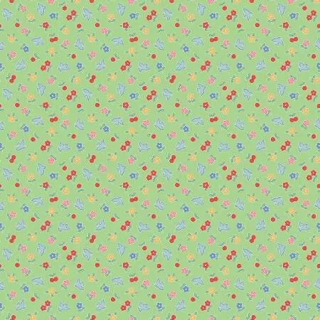" Bluebells & Buttercups" Cheery Bluebird Mint By Elea Lutz for Poppie Cotton