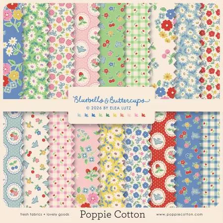 " Bluebells & Buttercups" Layer Cake 10in Squares, 42pcs/bundle By Elea Lutz for Poppie Cotton