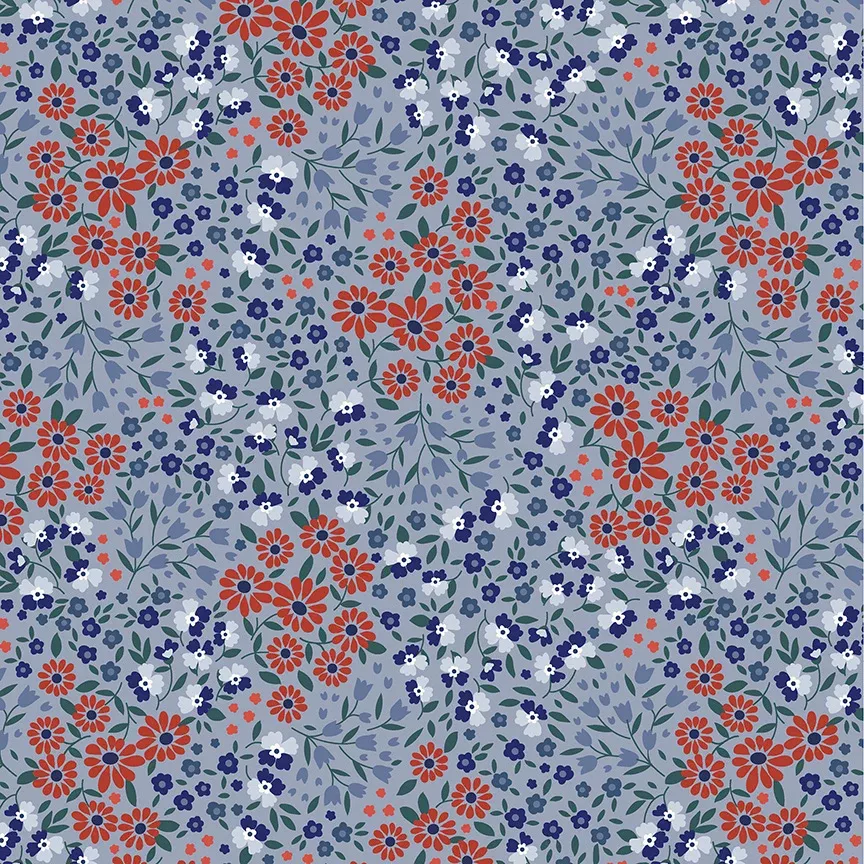 " Front Porch" Powder Blue Ditsy Garden by Allison Harris for Windham Fabrics