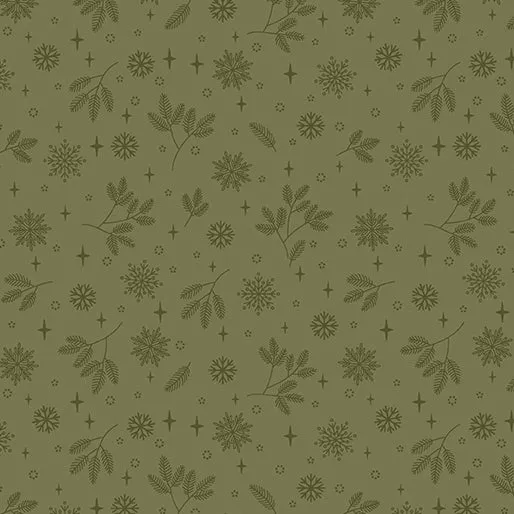 "Holly & Hearth" Flurries Evergreen by SHELLEY CAVANNA for Benartex