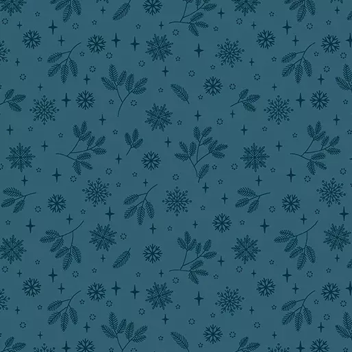 "Holly & Hearth" Flurries Teal by SHELLEY CAVANNA for Benartex