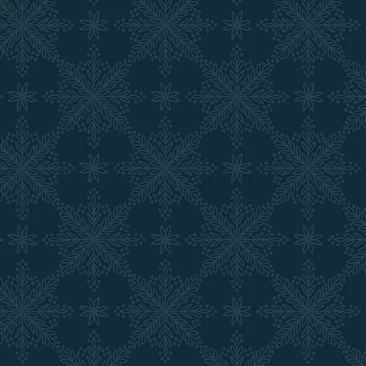 "Holly & Hearth" Frosted Windowpanes Midnight by SHELLEY CAVANNA for Benartex