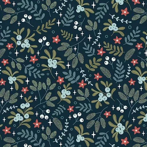 "Holly & Hearth" Hearth Midnight by SHELLEY CAVANNA for Benartex