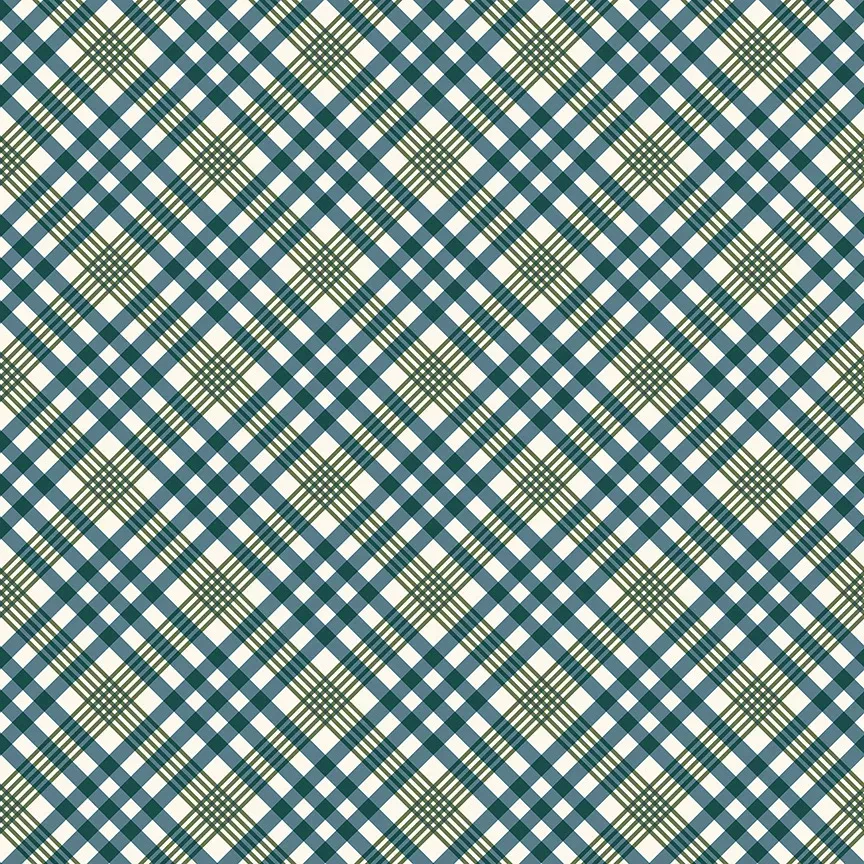 " Honeycrisp" Cozy Plaid Ivory/Spruce by Allison Harris for Windham Fabrics