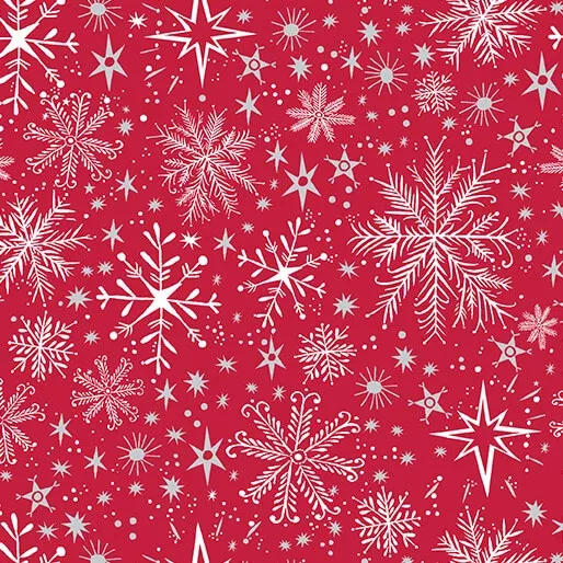 "Magical Season" Snow Frost Red by Katie Daisy for Benartex