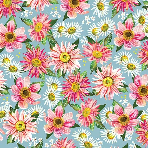 "A Prairie Heart" Country Bloom Prairie Sky by Katie Daisy for Benartex