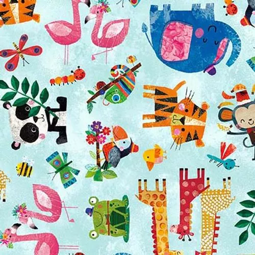Zoo Crew - Blank Quilting - Characters Soft Blue 3865-11
