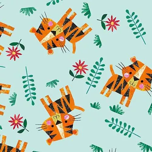 Zoo Crew - Blank Quilting - Tigers Soft Blue 3864-11